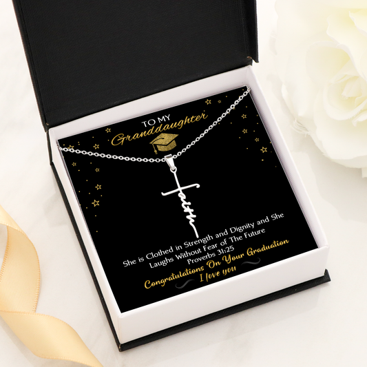 Granddaughter Graduate Proverbs FAITH Necklace