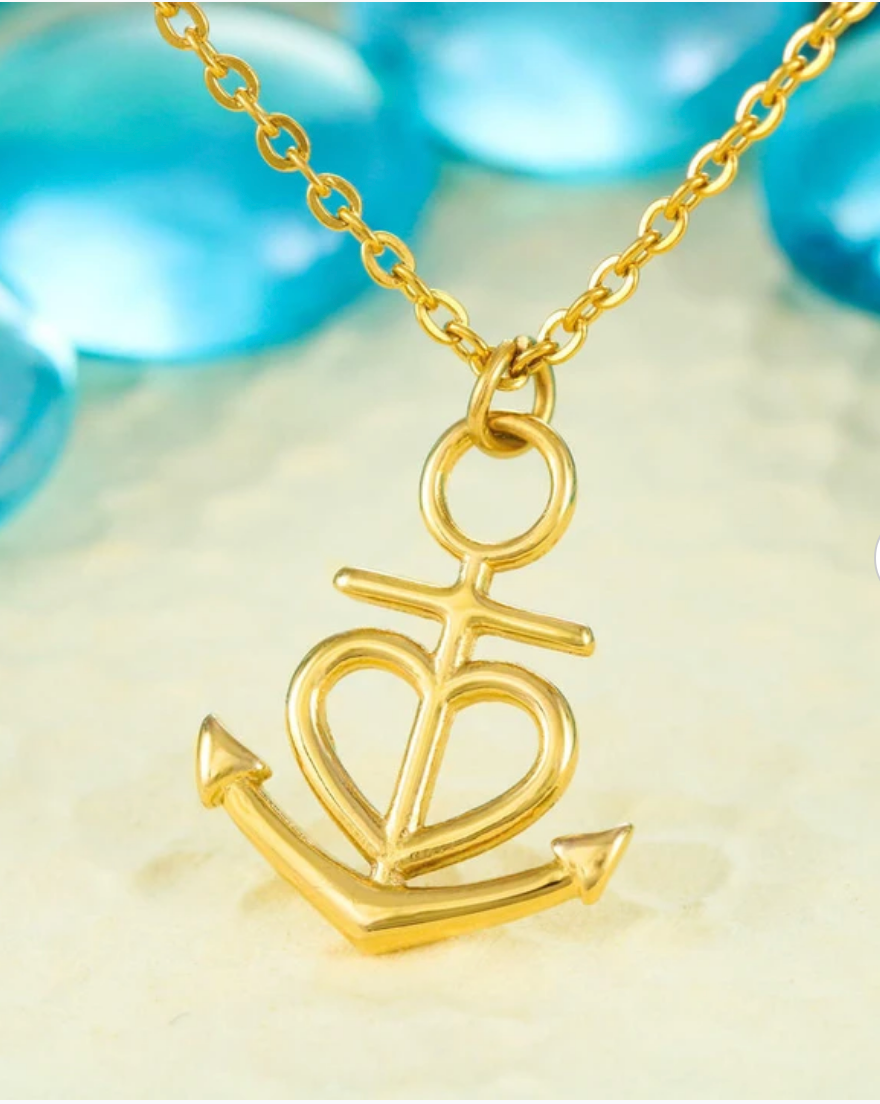 Graduate ANCHORED IN FAITH HOPE & LOVE Necklace Gold
