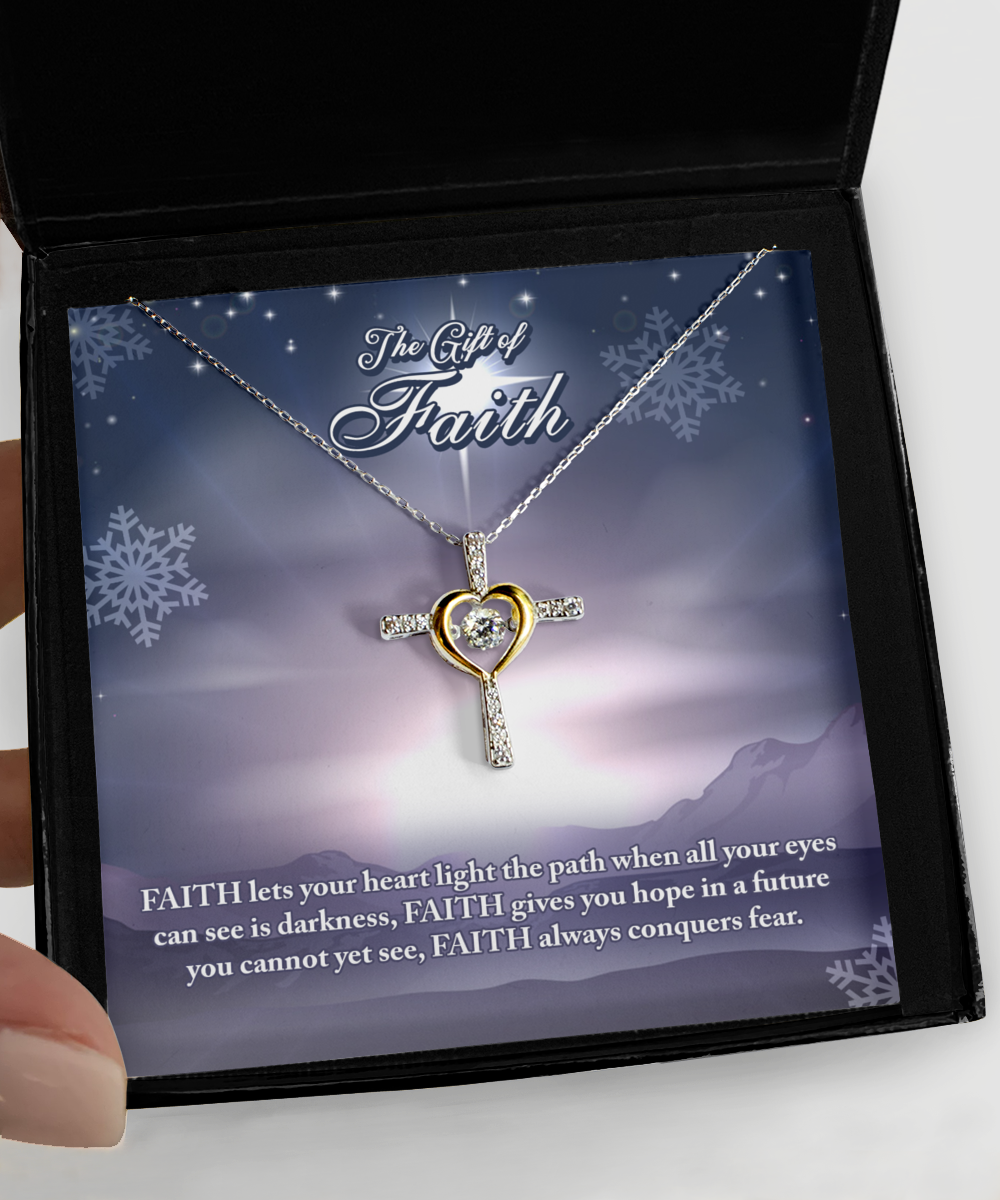Christmas "Gift of Faith" Heart Cross Necklace